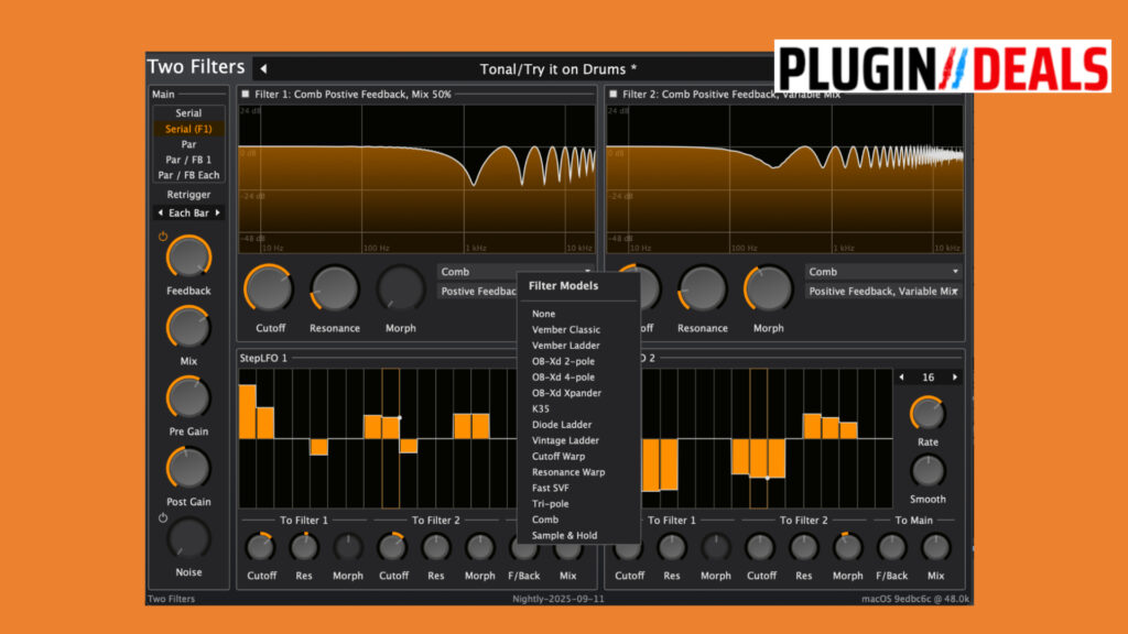 BaconPaul Two Filters plugin deals